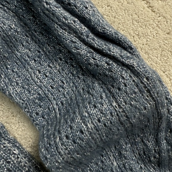 Paige Athena Metallic Pointelle Pullover Sweater Women's XL Moondust Blue $279 - Picture 7 of 11